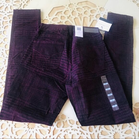 Calvin Klein corduroy animal print Purple and black Skinny Slim Jean pants 4 - Picture 2 of 13